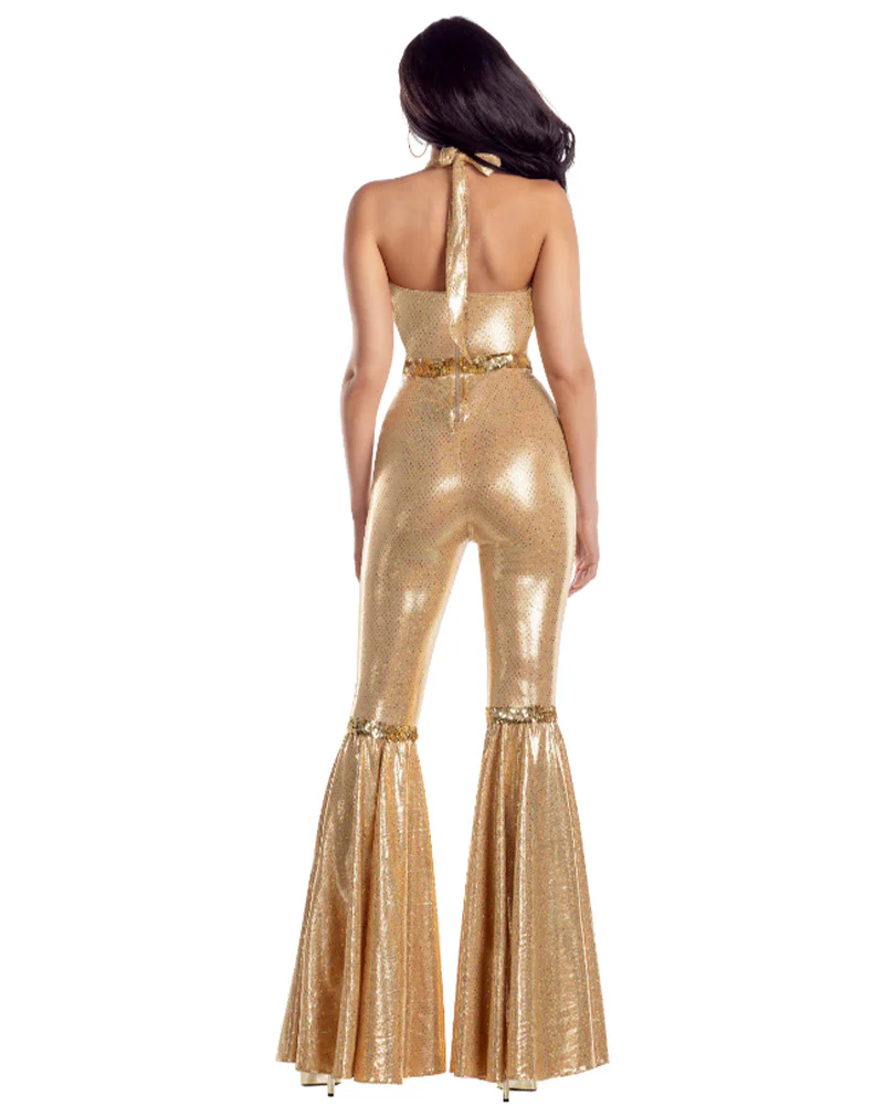 1970s Disco Queen Gold Deluxe Womens Costume - Image 2