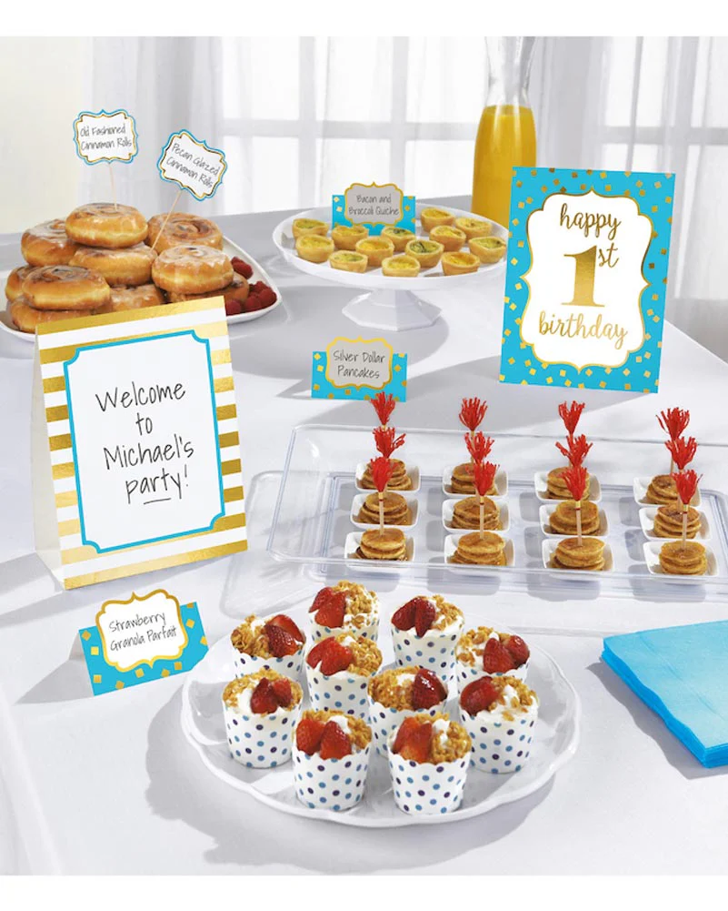1st Birthday Boy Buffet Decoration Kit Pack of 12 - Image 7