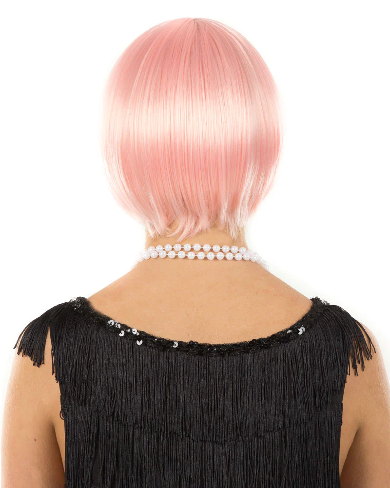 20s Flapper Deluxe Pastel Pink Bob Wig - Image 3