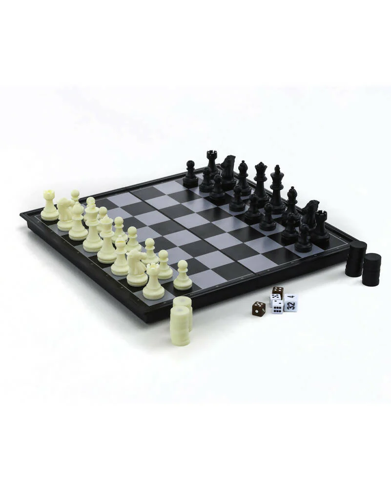 3 in 1 Magnetic Chess Checkers and Backgammon Foldable Board - Image 3