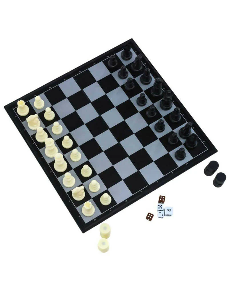 3 in 1 Magnetic Chess Checkers and Backgammon Foldable Board - Image 5