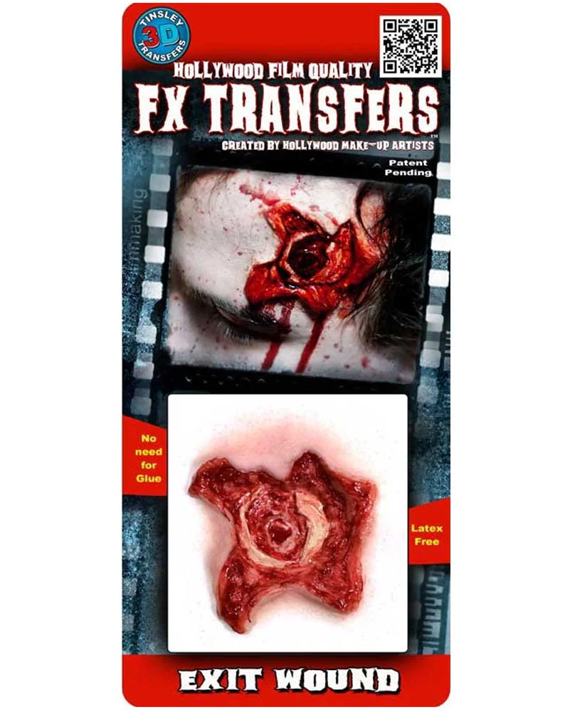 3D Bullet Exit Wound FX Appliance Transfer Prosthetic Wound - Image 2