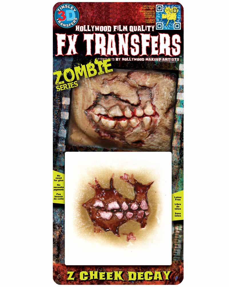 3D Zombie Cheek Decay FX Appliance Transfer Prosthetic Wound