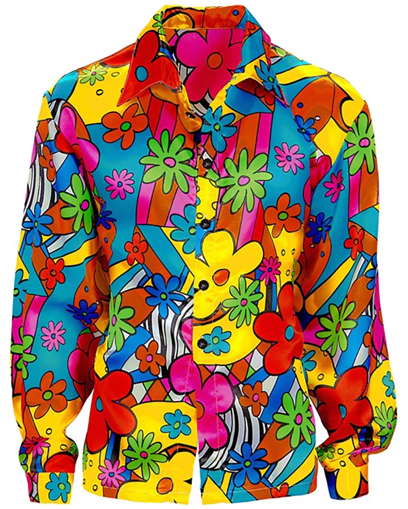60s Flower Power Mens Shirt - Image 2