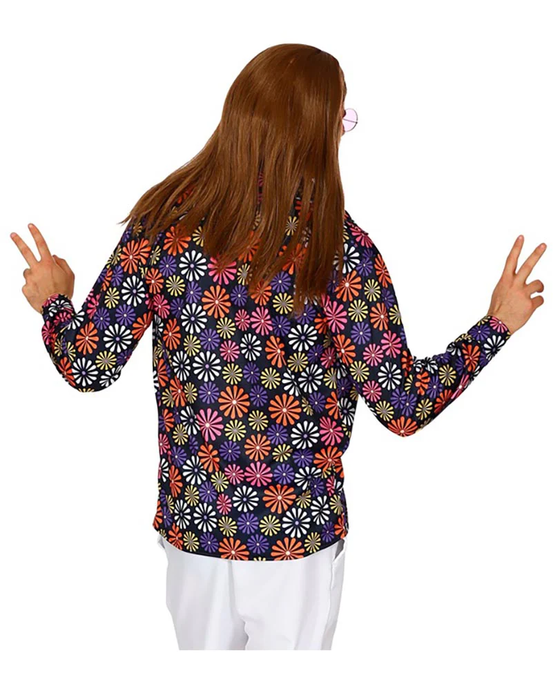 60s Groovy Blue Flowers Mens Shirt - Image 3