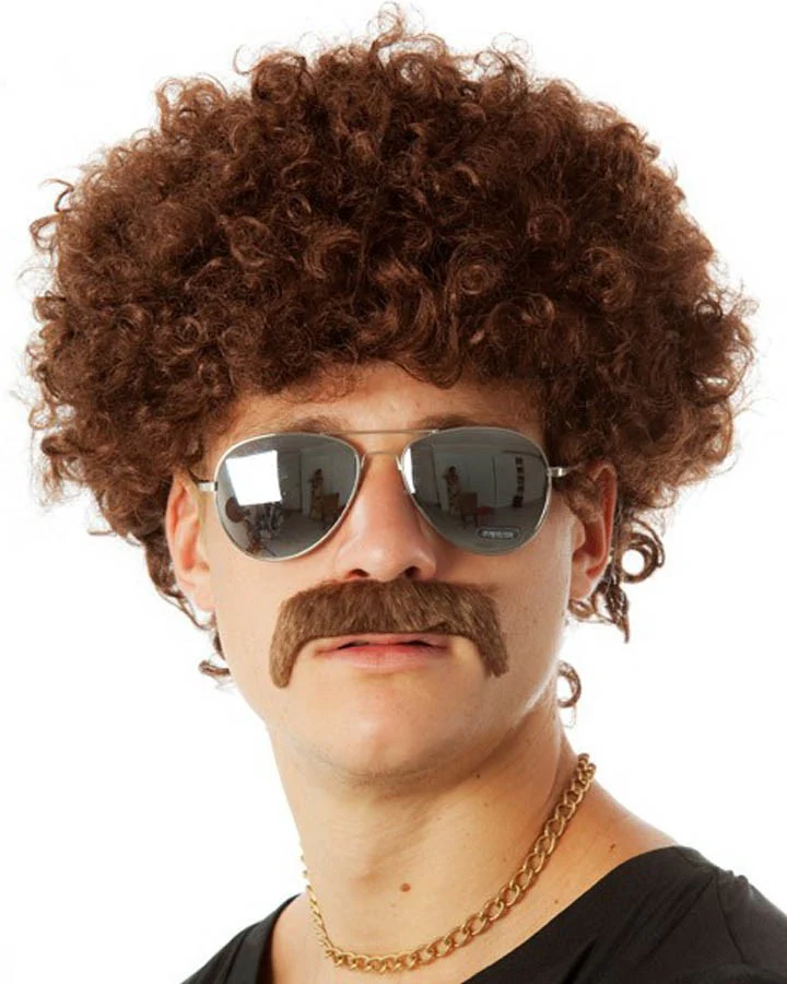 70s Brown Fro and Mo Set