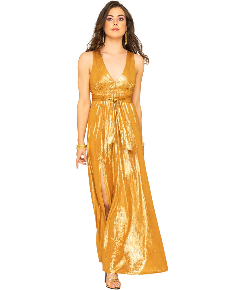70s Golden Glamour Womens Gown - Image 2