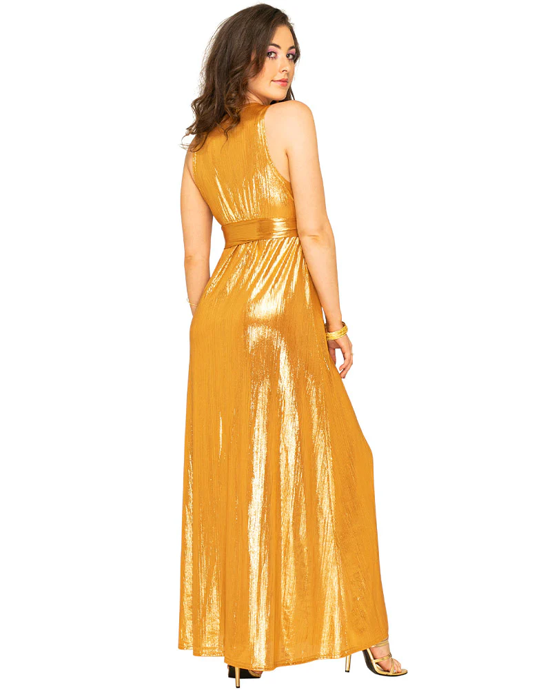 70s Golden Glamour Womens Gown - Image 4