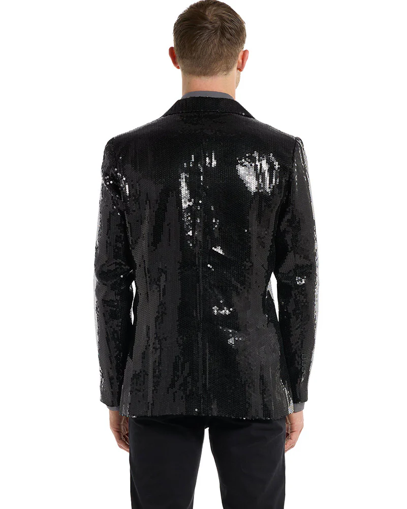 70s Sequins Black Mens Suitmeister Jacket - Image 3