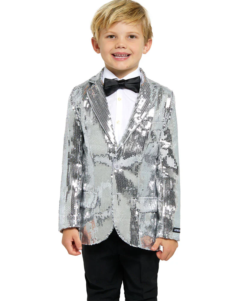 70s Sequins Silver Boys Suitmeister Jacket - Image 2