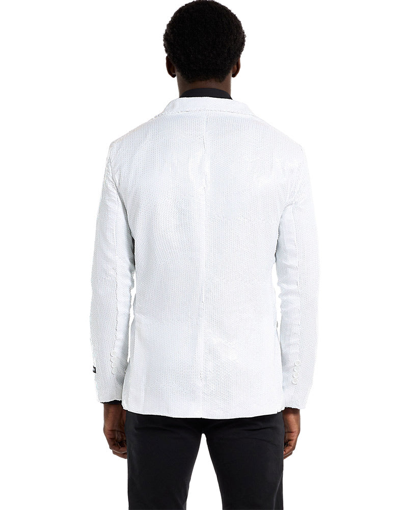 70s Sequins White Mens Suitmeister Jacket - Image 3