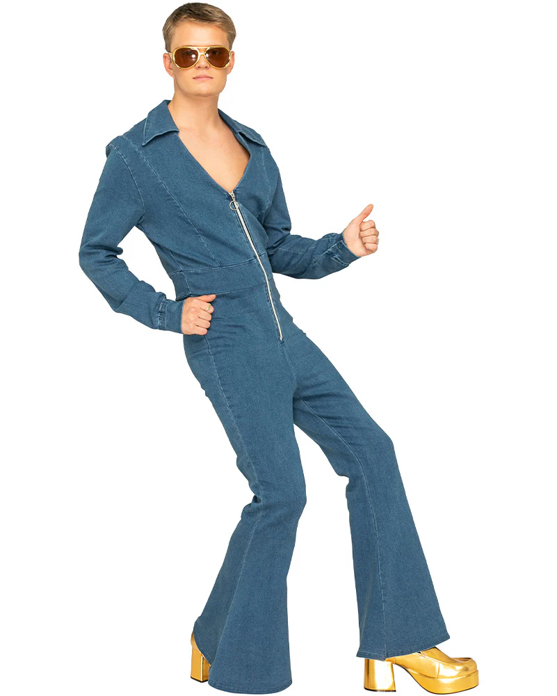 70s Stud Denim Plus Size Mens Jumpsuit - Image 2