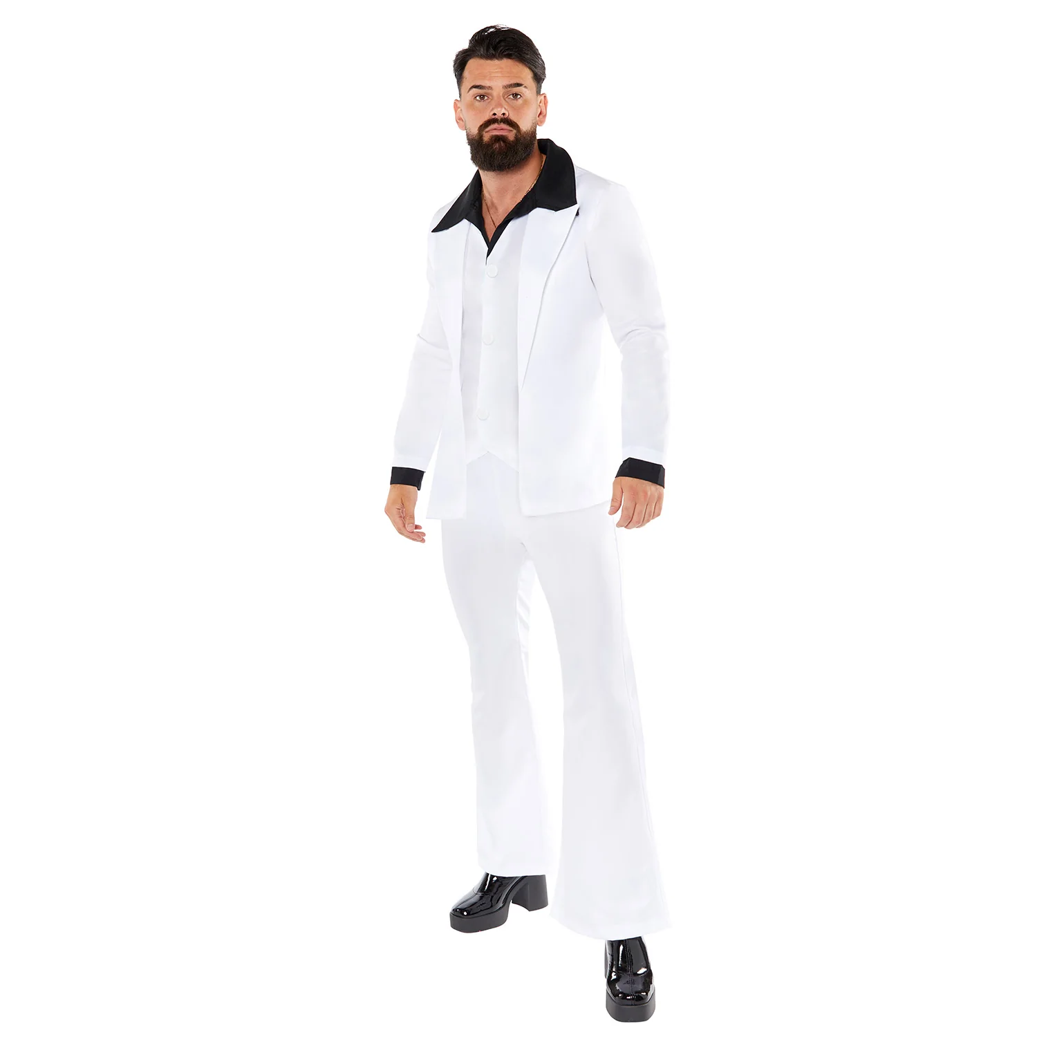 70s White Disco Suit Mens Costume Size X-Large
