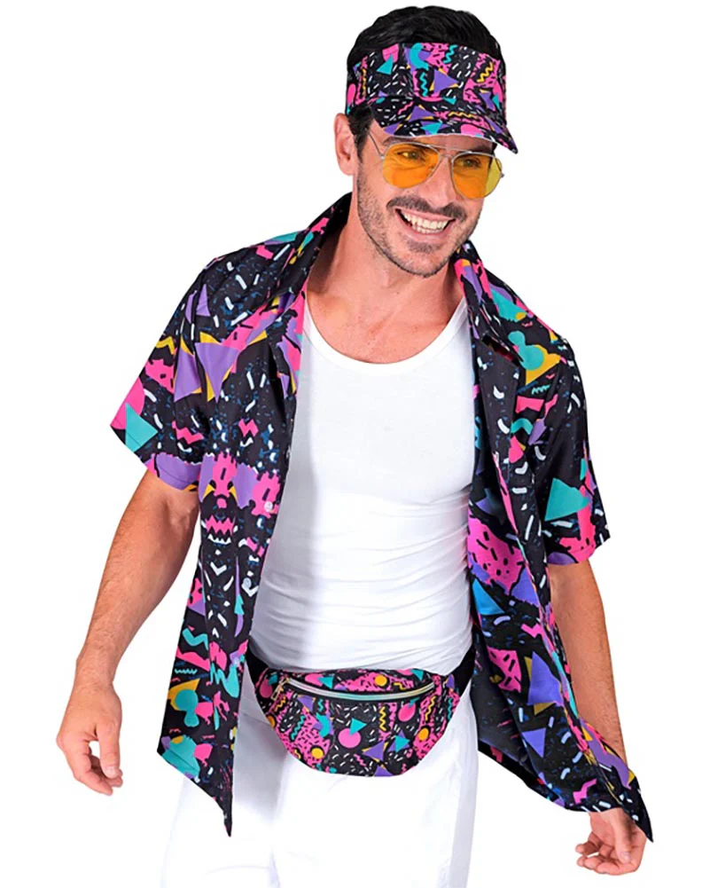 80s Funky Black Visor and Bumbag Set - Image 3