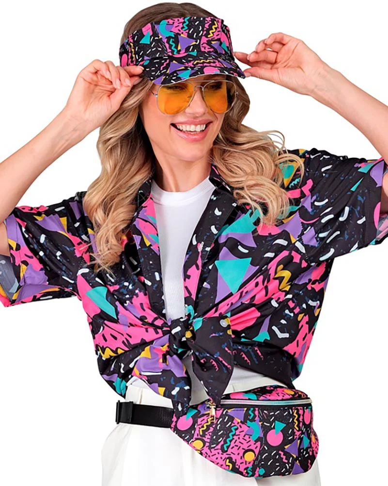 80s Funky Black Visor and Bumbag Set - Image 4