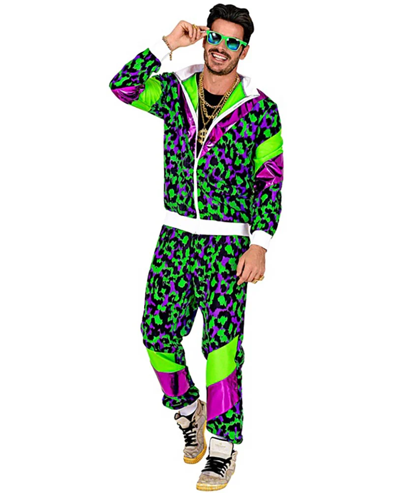 80s Green Party Animal Shell Suit Adults Costume - Image 3
