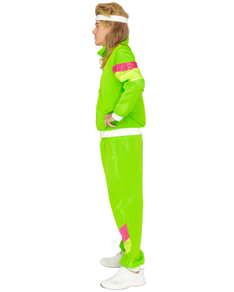 80s Neon Tracksuit Mens Costume - Image 3