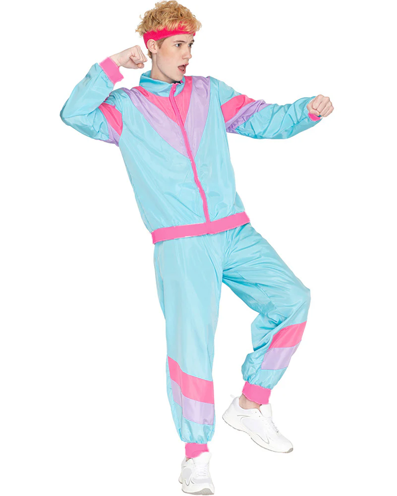 80s Pastel Blue Tracksuit Adult Costume - Image 6