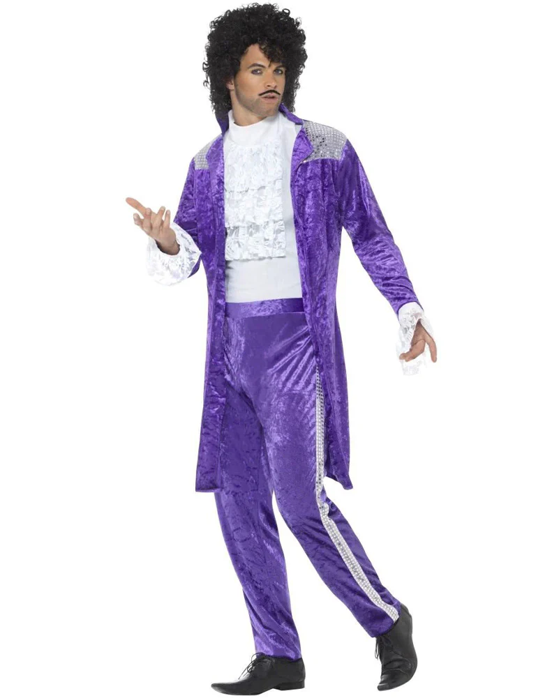 80s Purple Musician Mens Costume - Image 2
