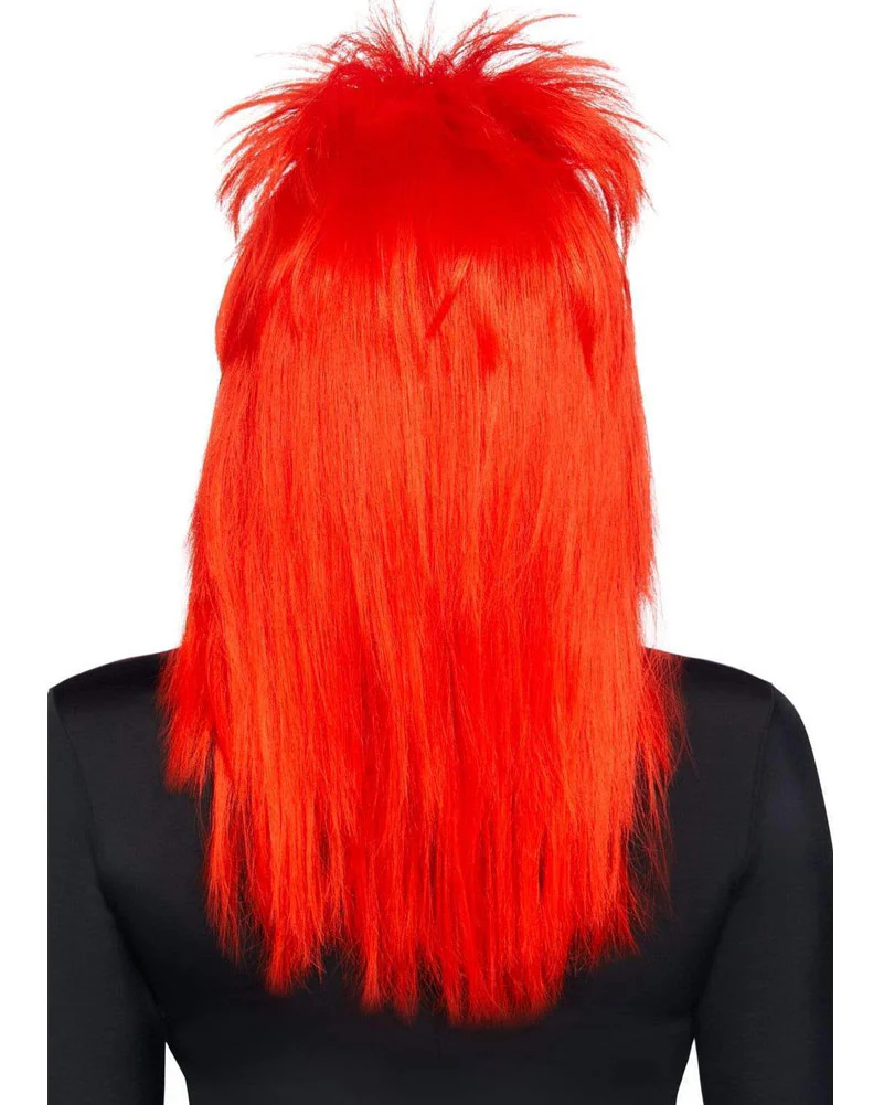 80s Rockstar Red Mullet Wig - Image 2