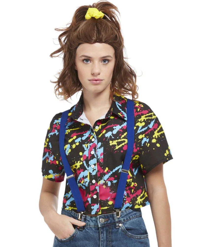 80s Splatter Print Shirt Womens Costume