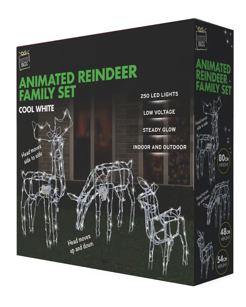 Animated Christmas LED Reindeers Family 3 Piece - Image 5