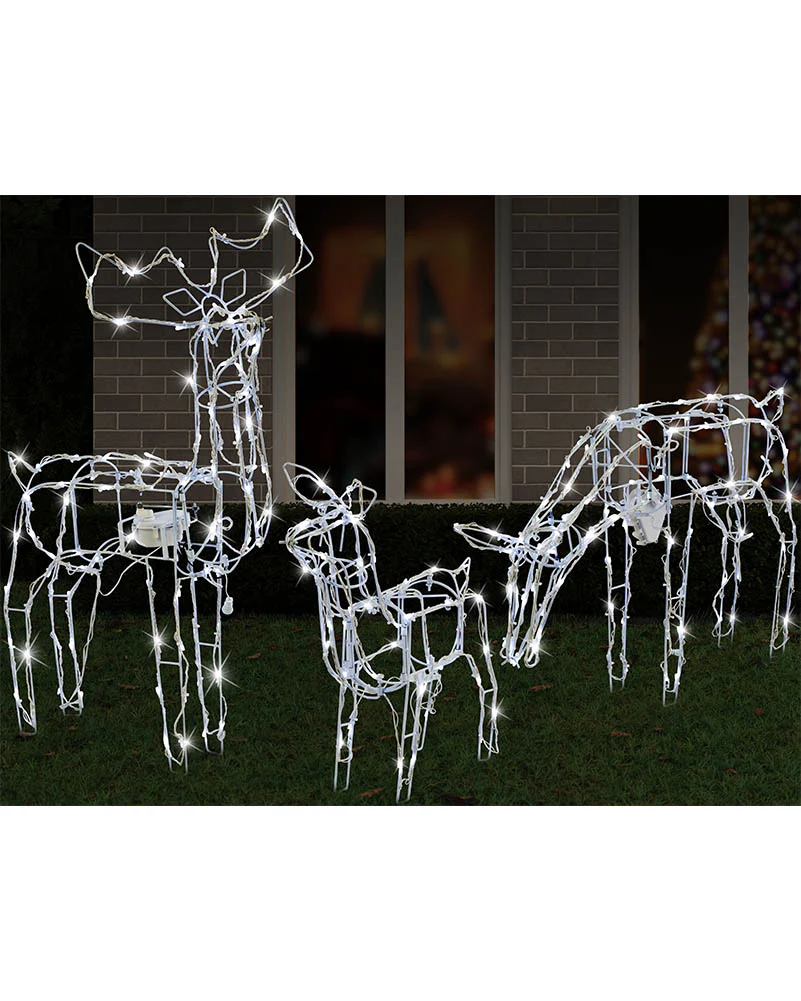 Animated Reindeer Family with Flashing LED Christmas Lights
