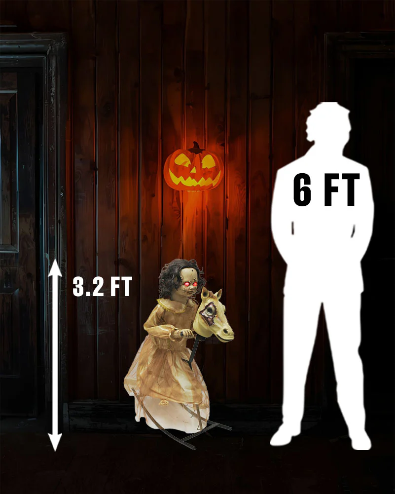 Animated Zombie Girl On Horse 1m - Image 4