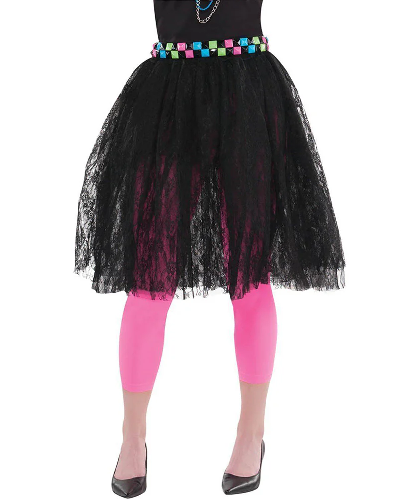 Awesome 80s Black Lace Womens Skirt