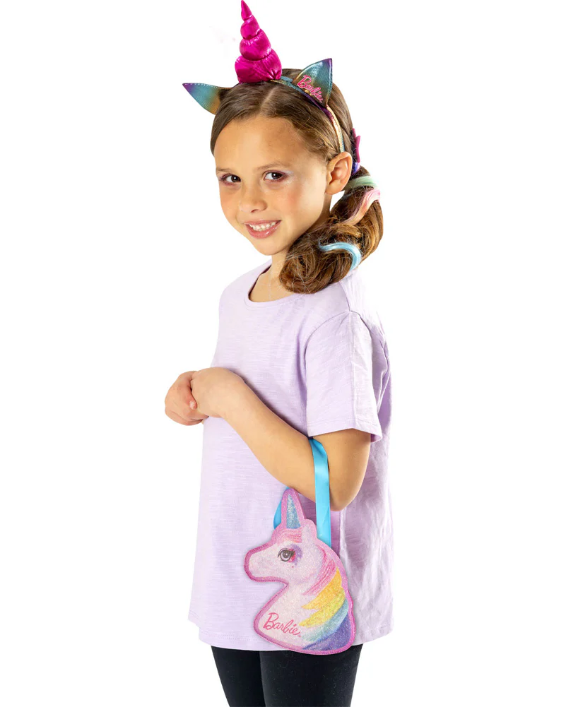 Barbie Unicorn Handbag Faux Hair Comb Headband Set - Image 3