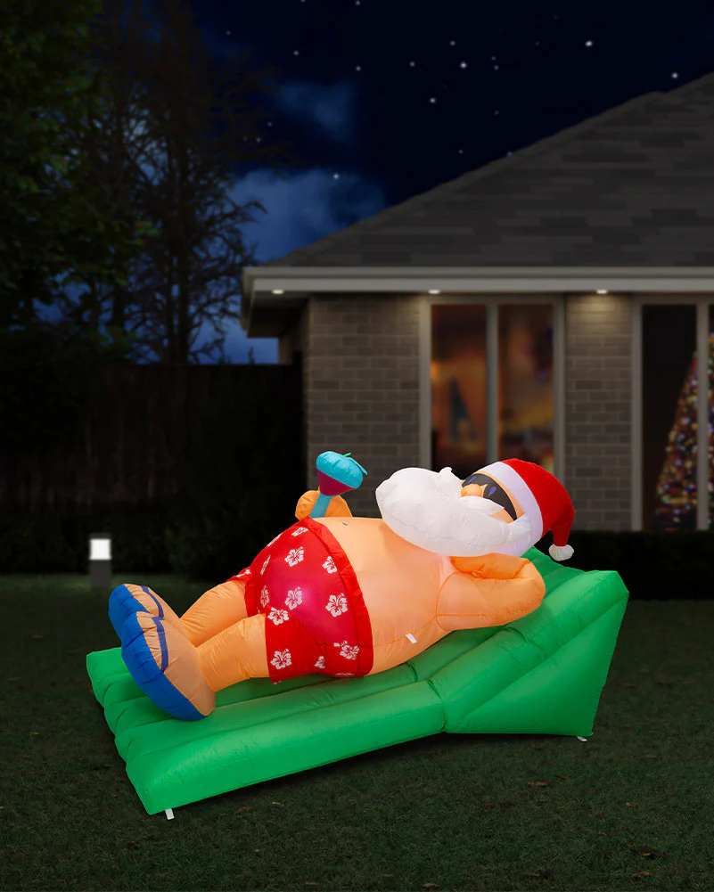 Beach Santa On Deck Chair Inflatable Christmas Decoration 1.8m - Image 2