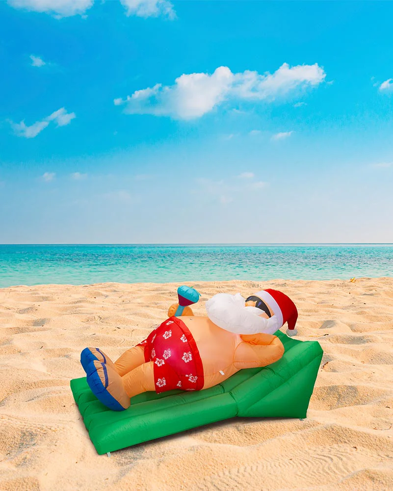 Beach Santa On Deck Chair Inflatable Christmas Decoration 1.8m - Image 4