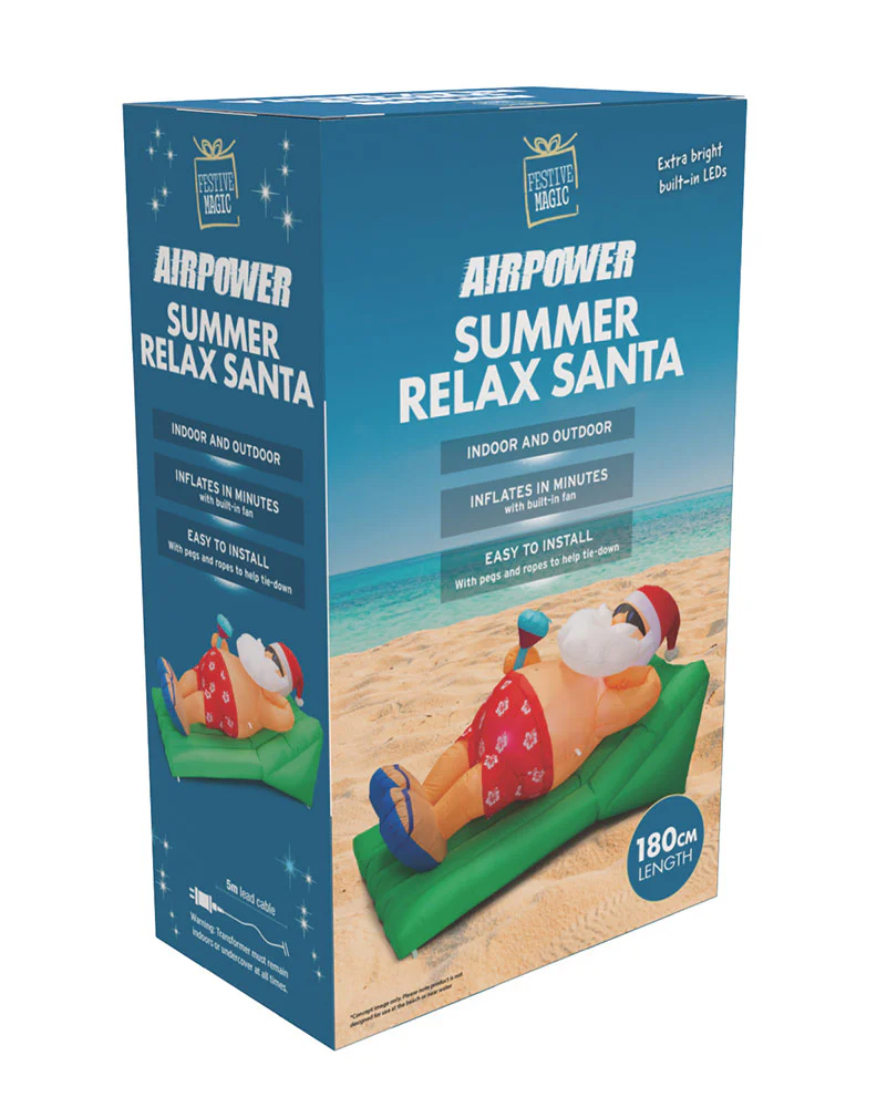 Beach Santa On Deck Chair Inflatable Christmas Decoration 1.8m - Image 5