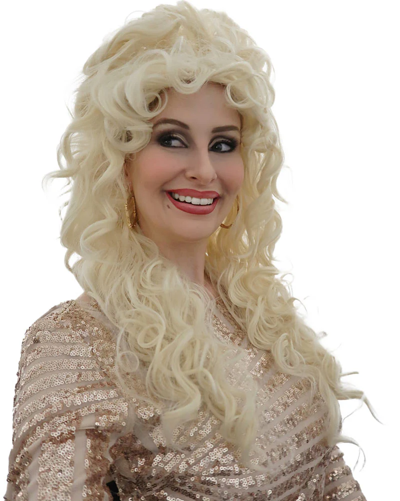 Big Blonde Dolly Long Curly Platinum Blonde Wig - Image 2