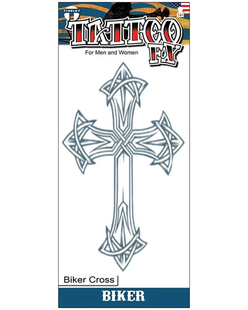 Biker Cross Temporary Tattoo - Image 2