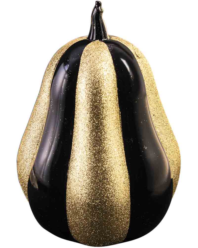 Black and Gold Glitter Butternut Pumpkin Decoration