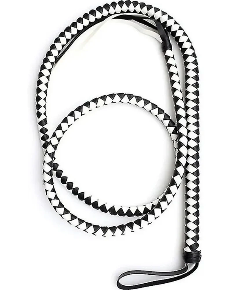 Black and White Stock Whip Costume Prop 1.2m