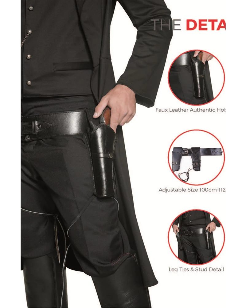 Black Authentic Western Belt and 2 Holsters - Image 2