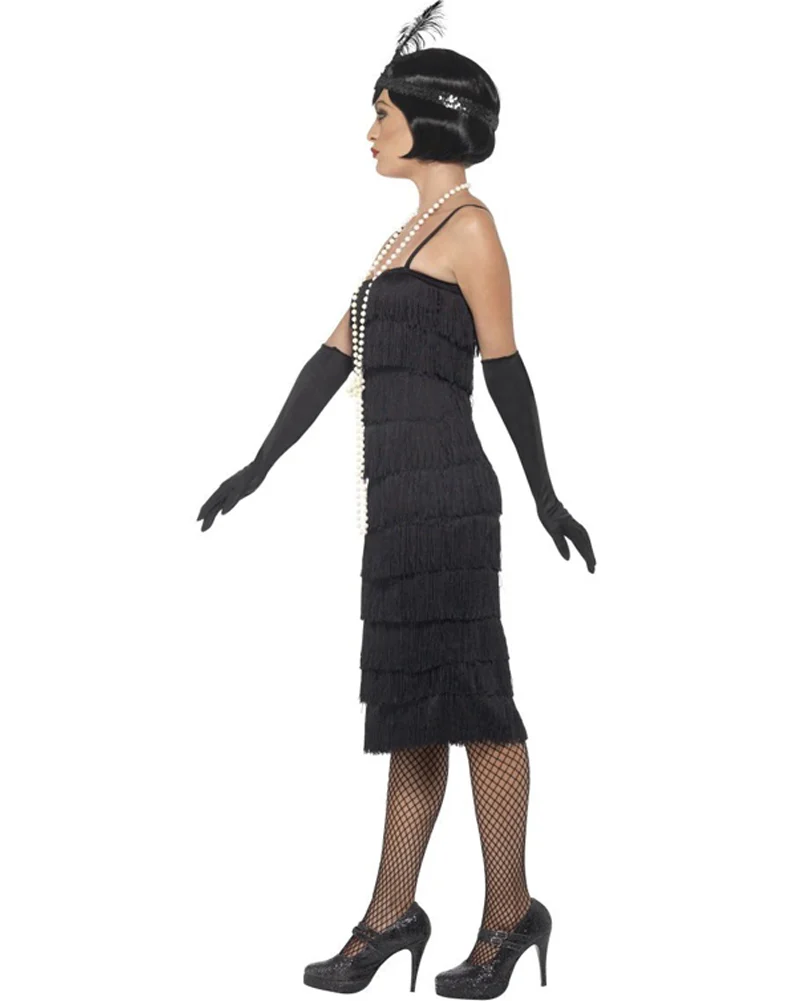 20s Elegant Black Flapper Womens Costume - Image 2