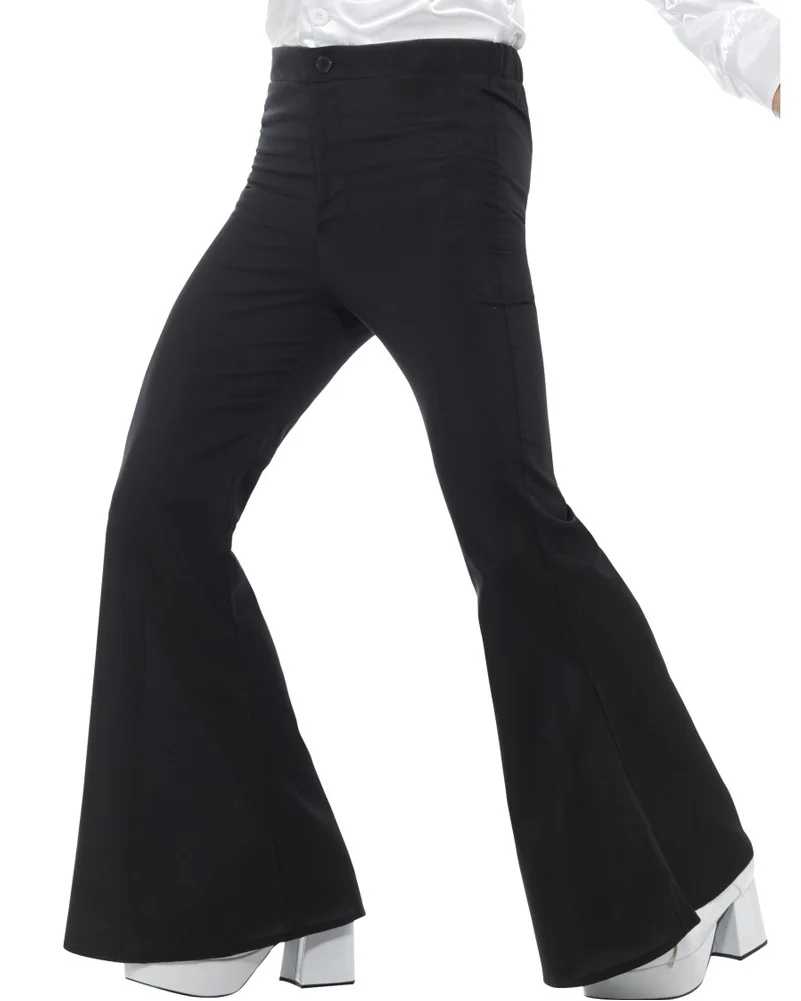 70s Black Flared Mens Trousers