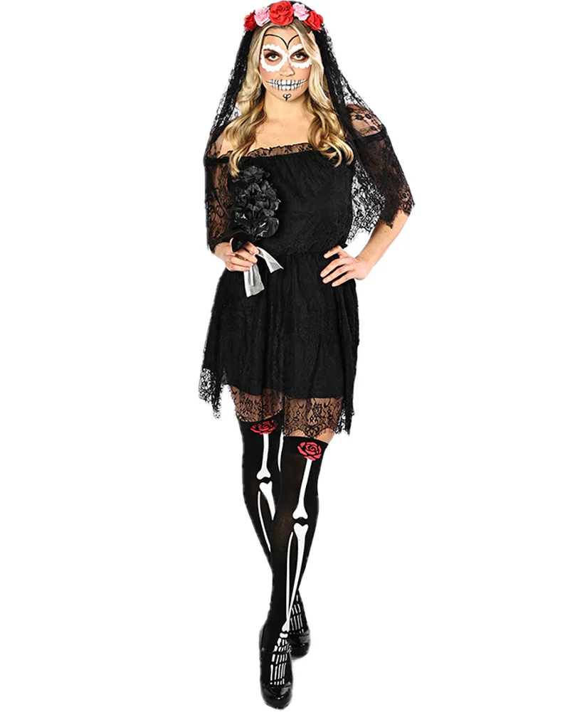 Black Lace Halloween Plus Size Womens Dress - Image 6