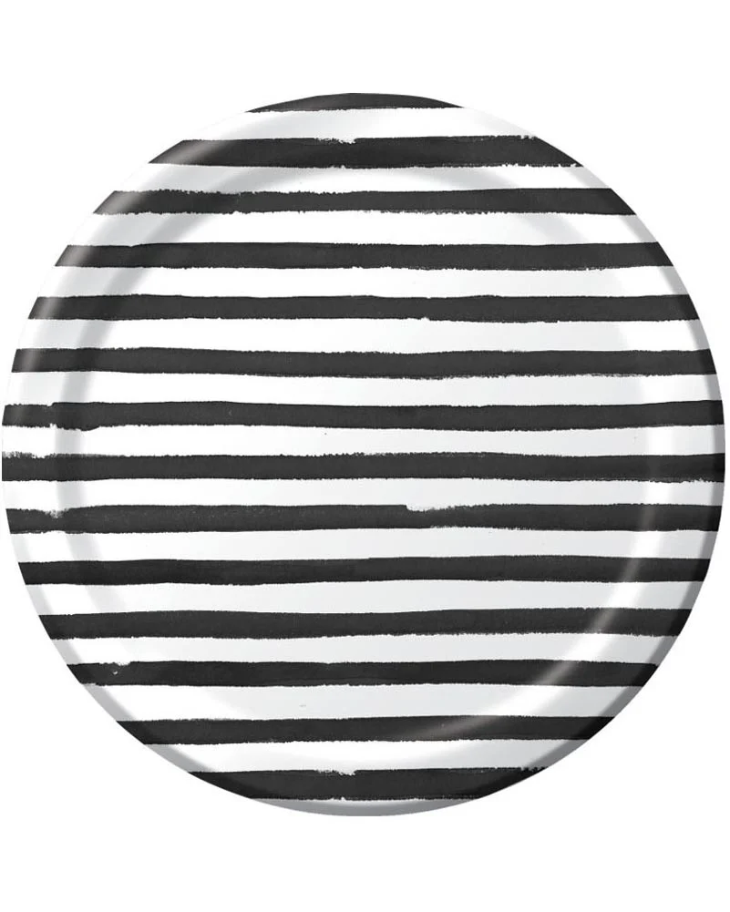 Black Licorice Striped 28cm Dinner Plates Pack of 8