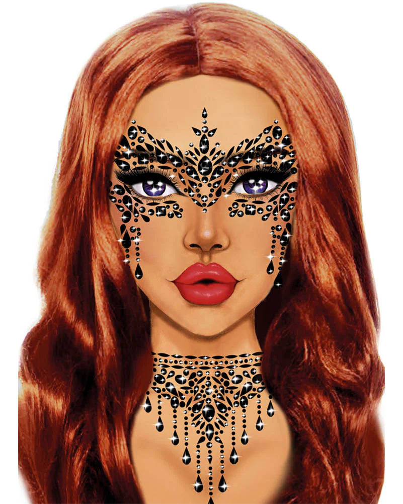 Black Masquerade Face Jewels Sticker - Image 2