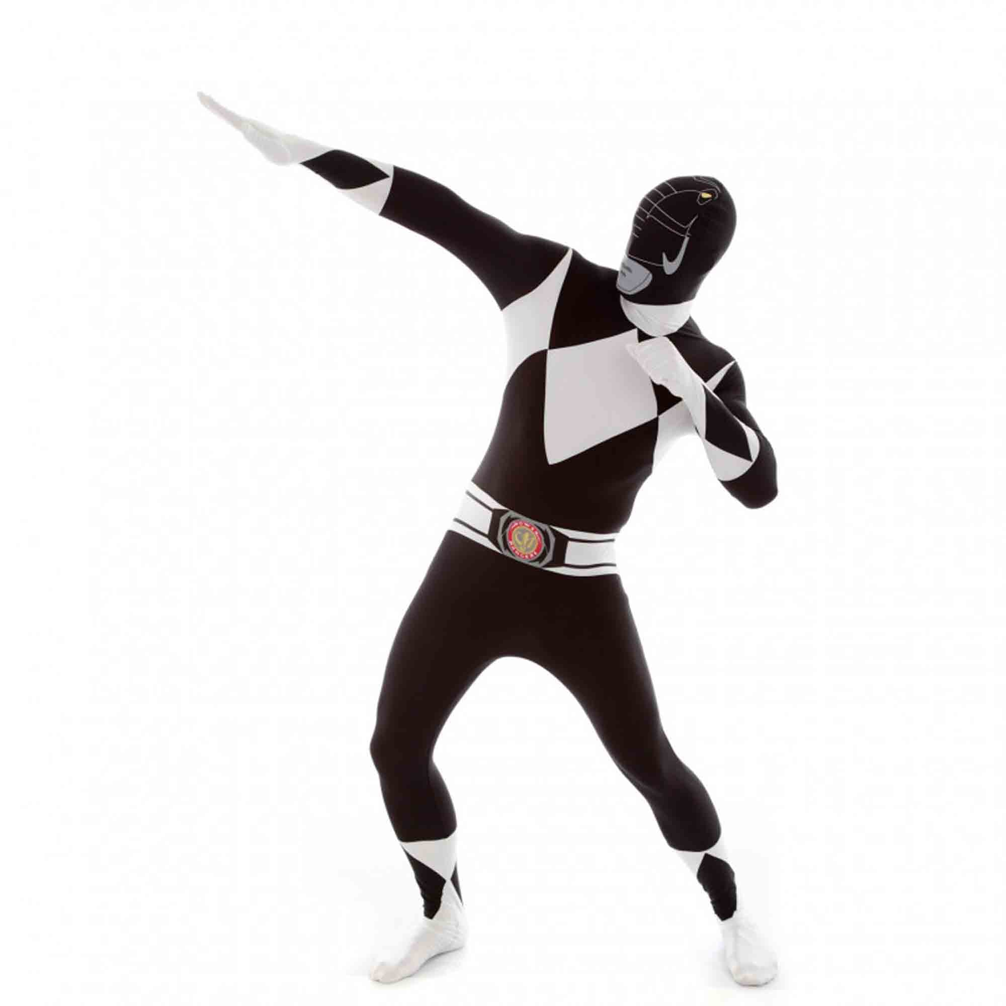 Black Power Rangers Morphsuit Adult Costume Large