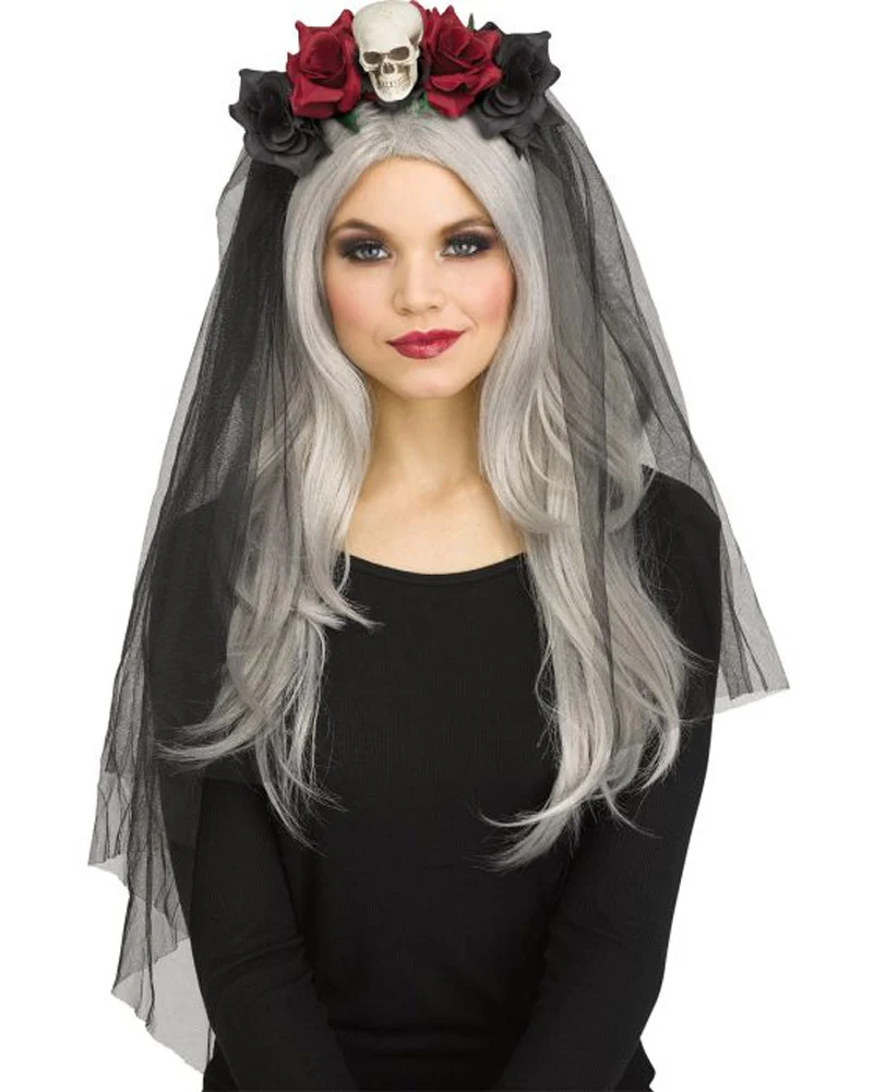 Black Red Horror Bridal Veil