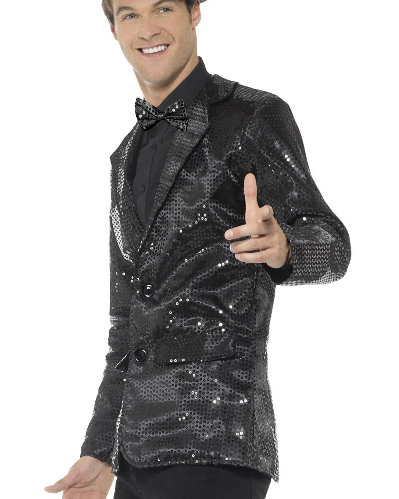 Black Sequin Jacket Mens - Image 3