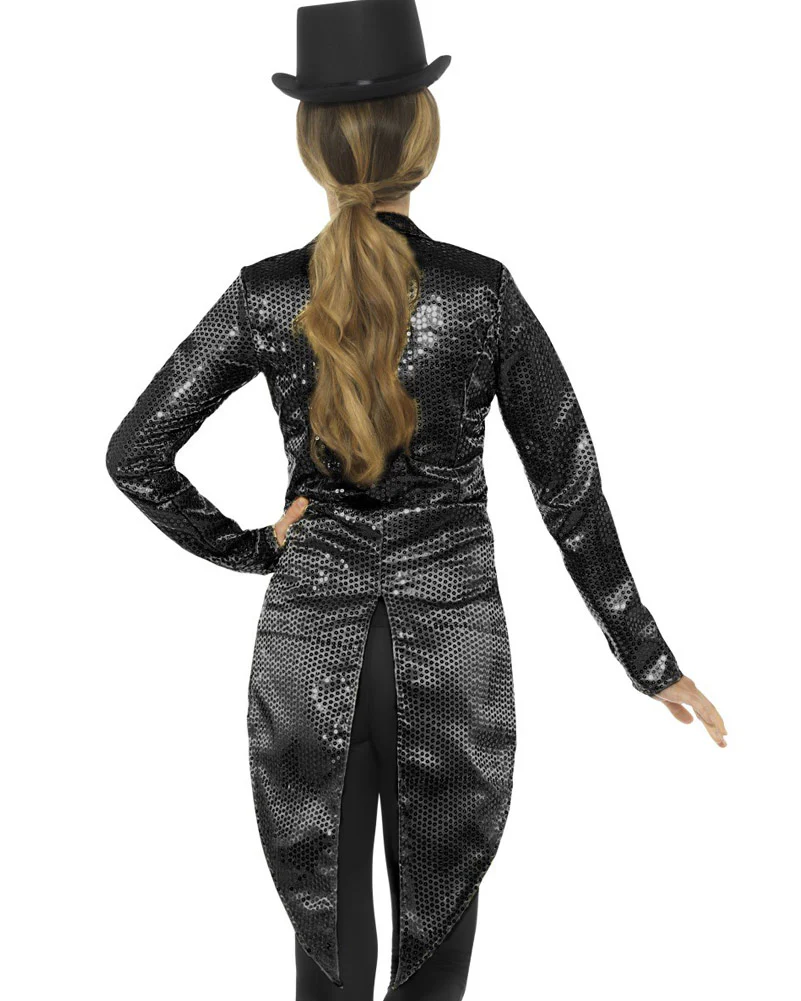 Black Sequin Womens Tailcoat - Image 2