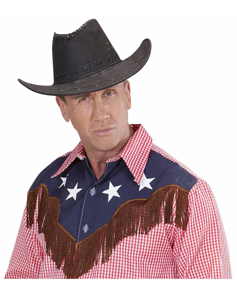 Black Suede Look Cowboy Hat - Image 2