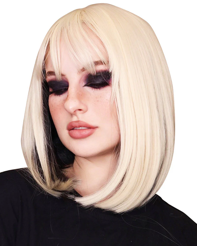 Blonde and Dark Brown Two Tone Heat Resistant Premium Bob Wig - Image 2