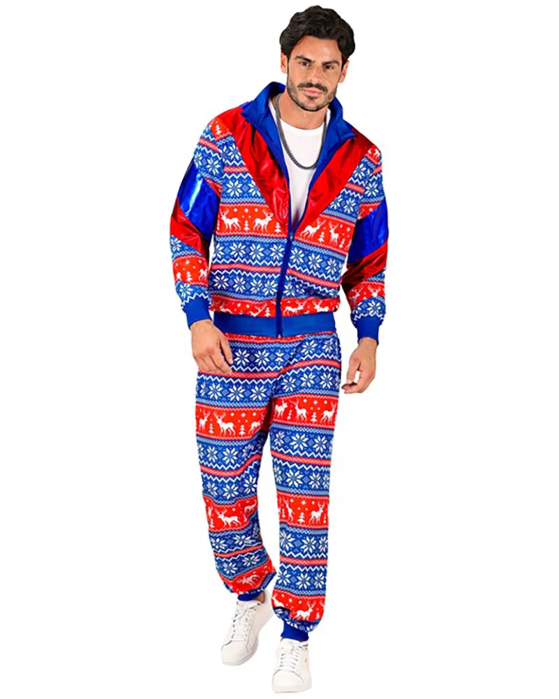 Blue and Red Merry Christmas Adult Tracksuit - Image 2